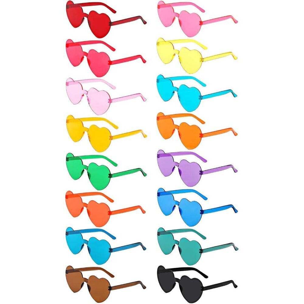 Heart Shaped Sunglasses Candy Color Rimless Fun Party Favors for Teens Adults